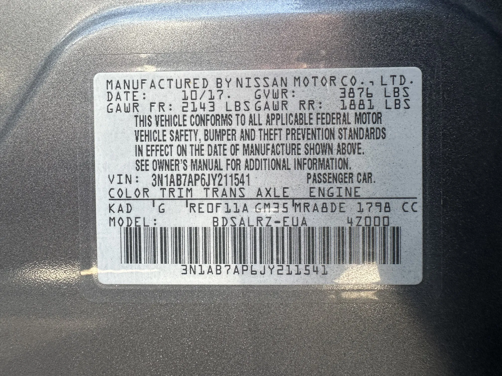 2018 Nissan Sentra sr