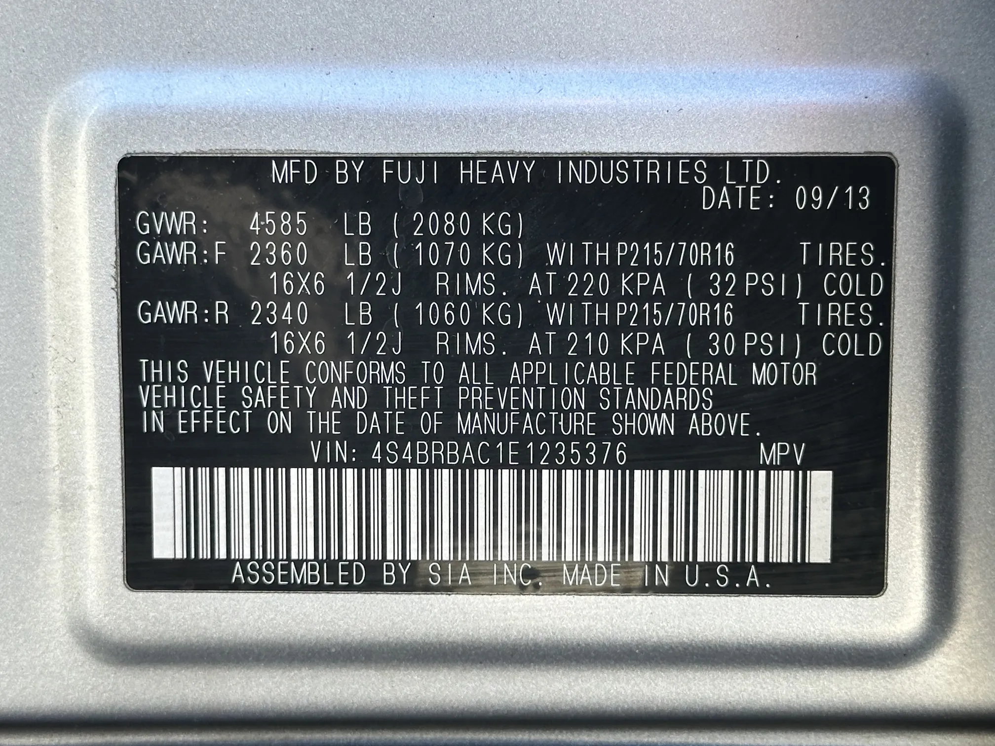 2014 Subaru Outback 6-Speed Manual