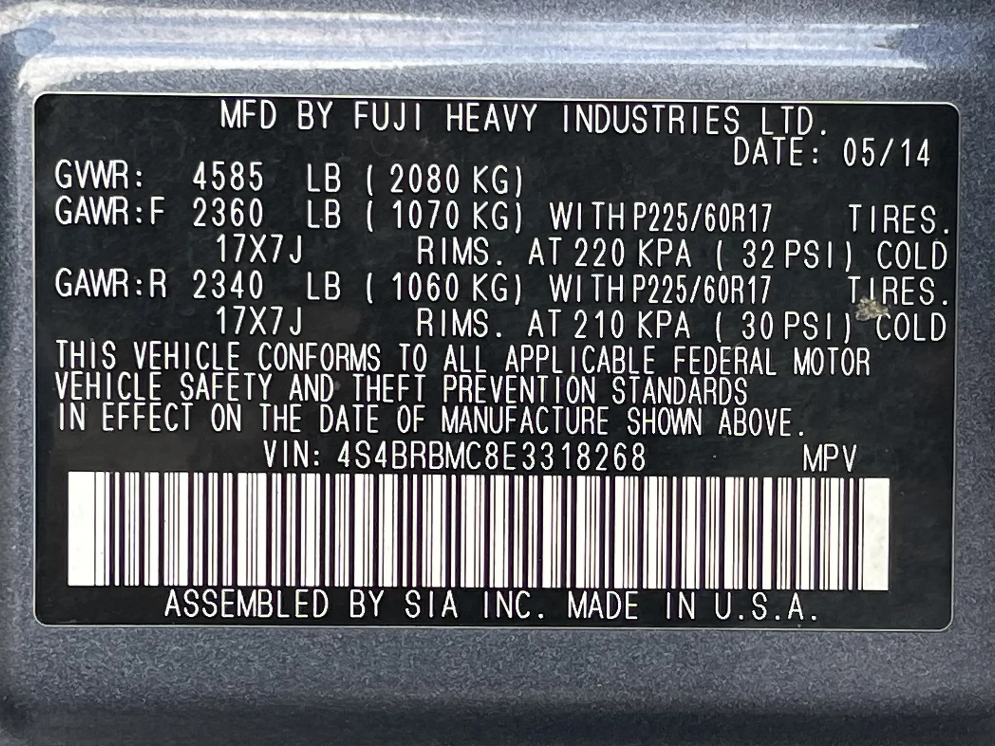 2014 Subaru Outback Limited - Gray