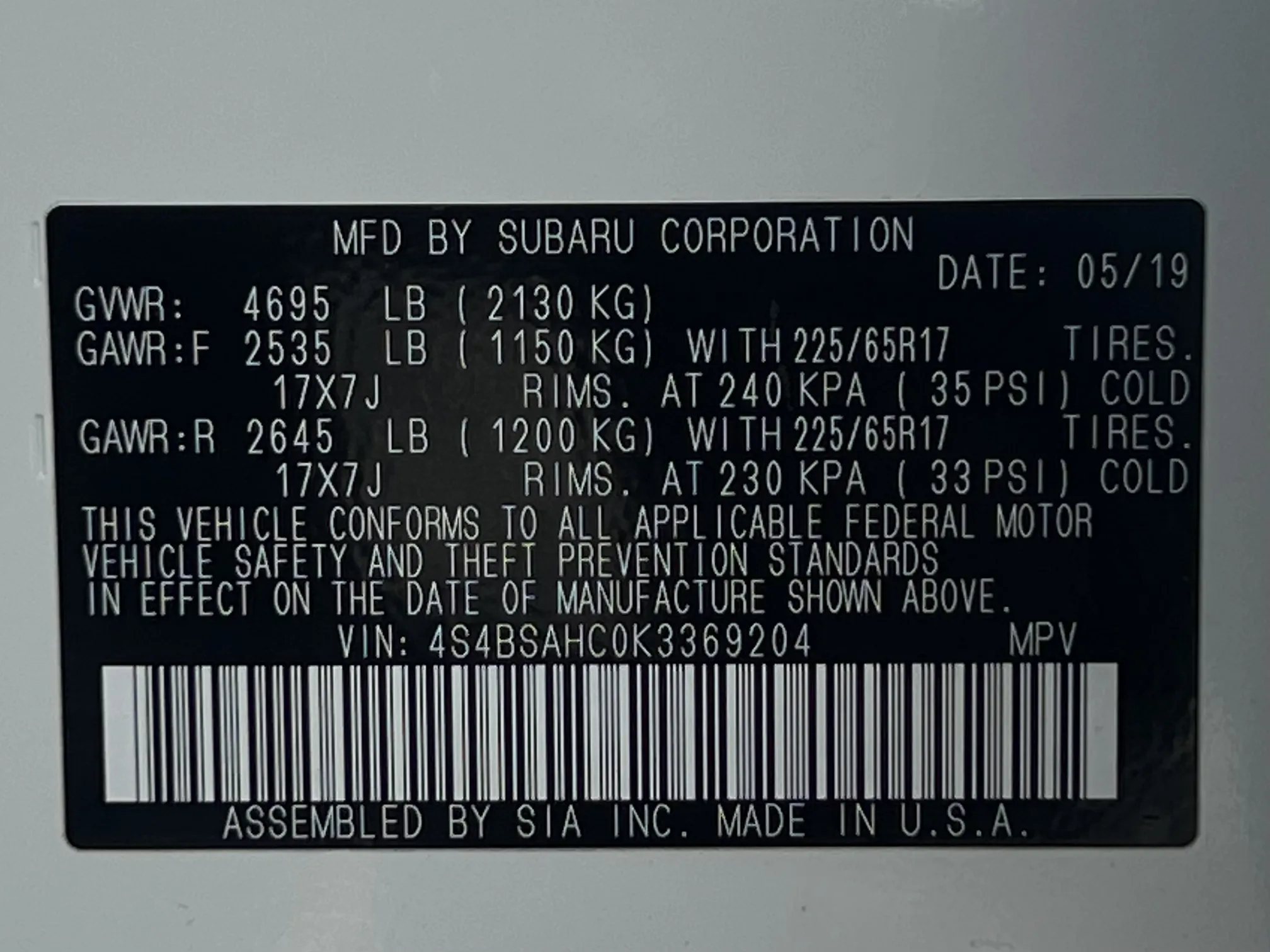 2019 Subaru Outback 2.5i Premium