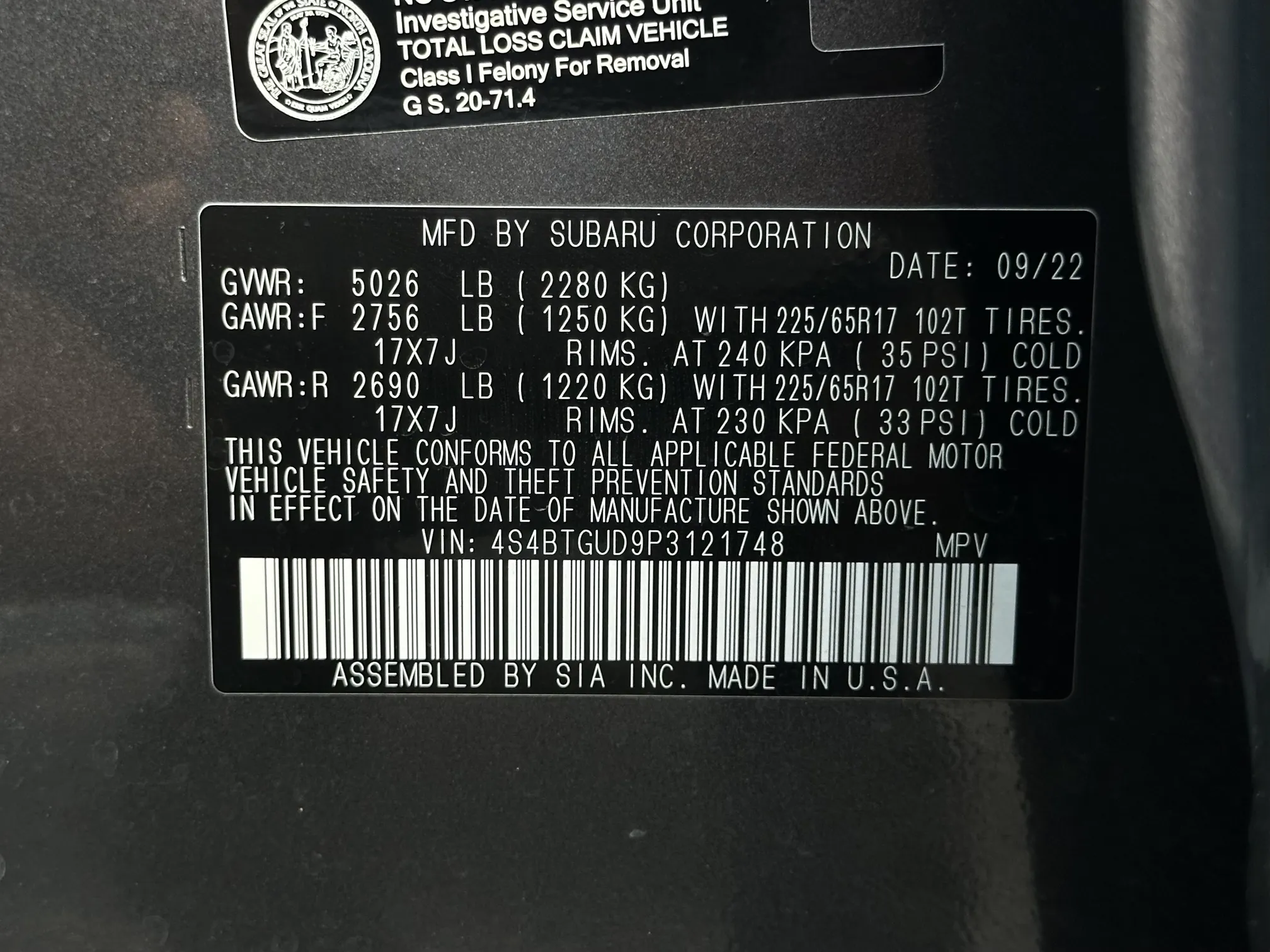 2023 Subaru Outback WILDERNESS - Gray