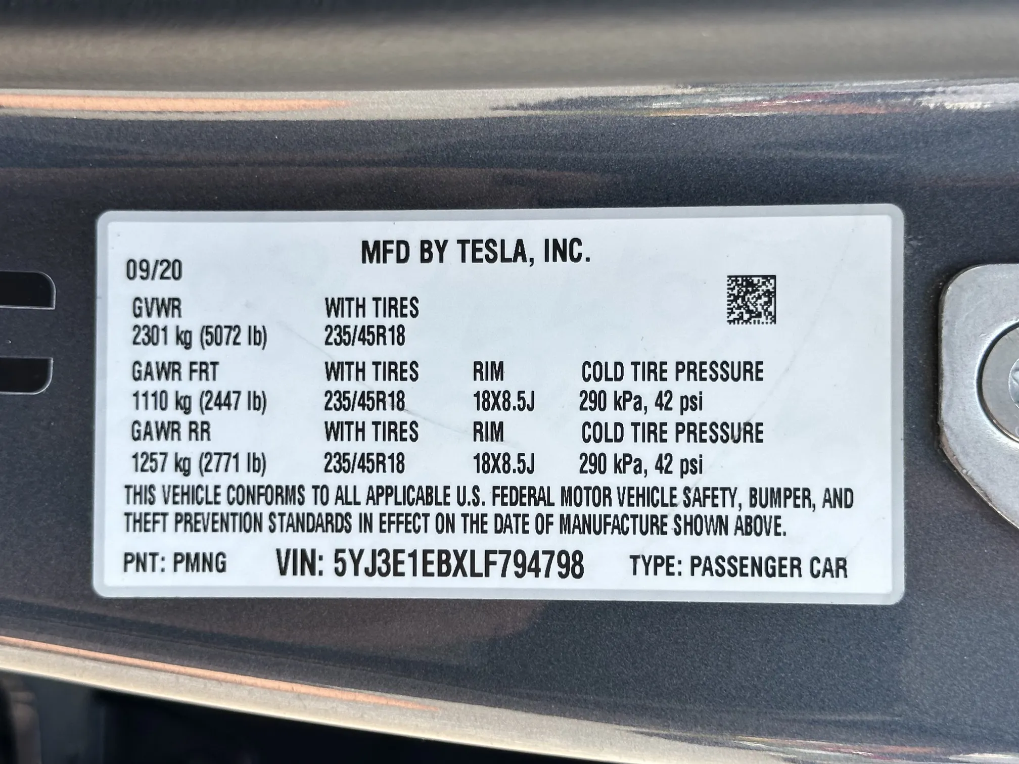 VIN plate