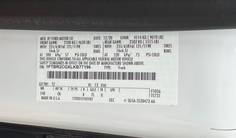 
								2020 Ford Transit Cargo Van T-250 130″ Med Rf 9070 GVWR AWD / 63K Miles full									