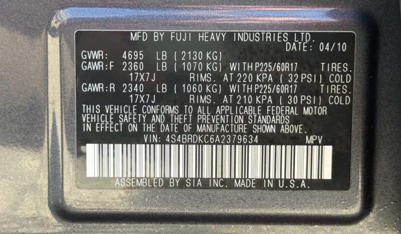 
								2010 Subaru Outback 4dr Wgn H6 Auto 3.6R Ltd Pwr Moon / 61K Miles full									
