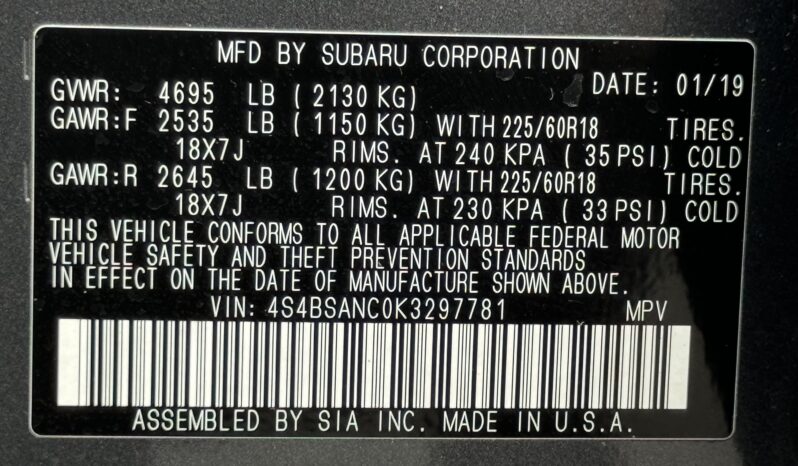 
								2019 Subaru Outback Limited / 46K full									