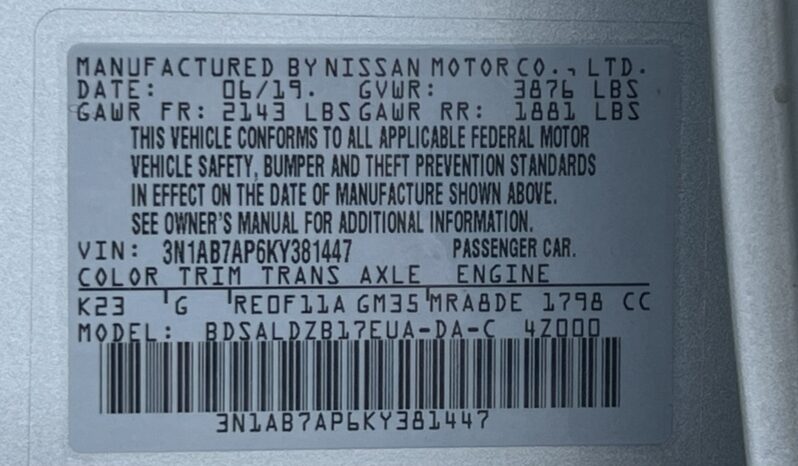 
								2019 Nissan Sentra SV / 22K full									